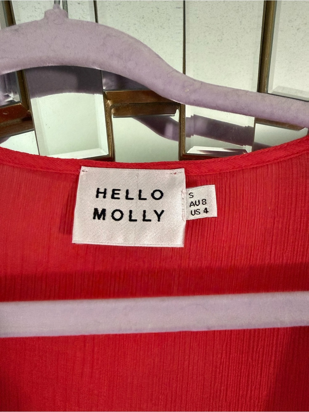 Hello Molly Red V-Neck Tie-Front Ruffle Mini Dress - Picture 3 of 6